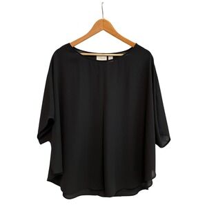 Chico's Black Dolman Top 3‎ Short Sleeve Flowy Minimalist Old Money Office